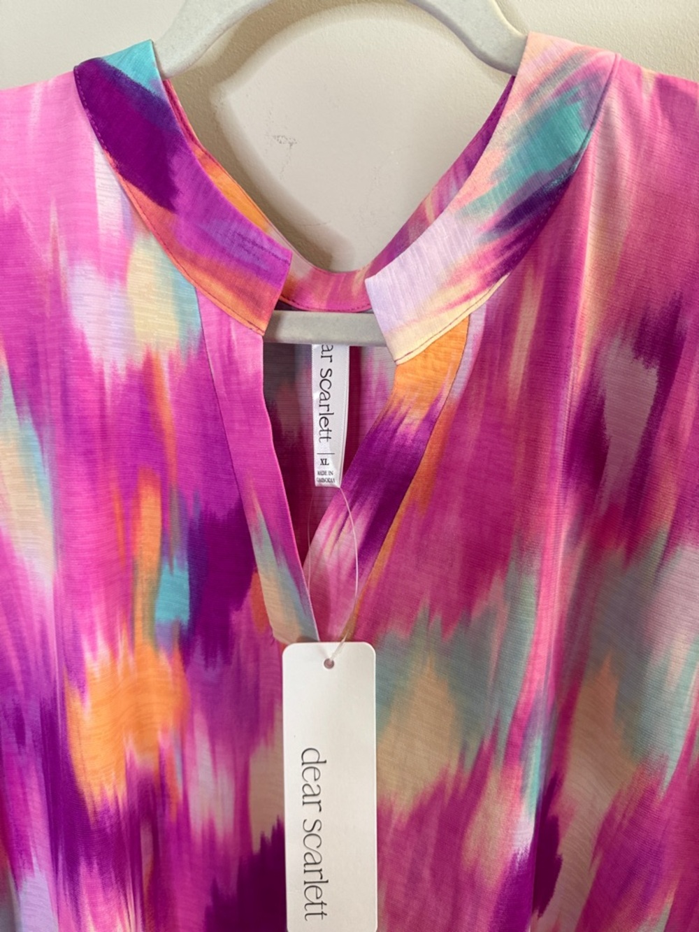 NWT - Dear Scarlet Pink Purple & Teal Abstract Print Tunic-Sizes XL, 2XL and 3XL - Picture 4 of 5